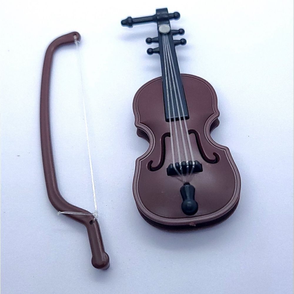 Mini Violin & Bow Dollhouse Miniature Music Room Decor Tiny Musical Instrument